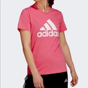 Adidas crew neck pink logo tee